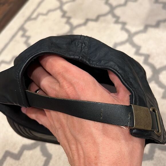 Black genuine Leather Baseball Cap Sima International Adjustable made in USA - Picture 3 of 9